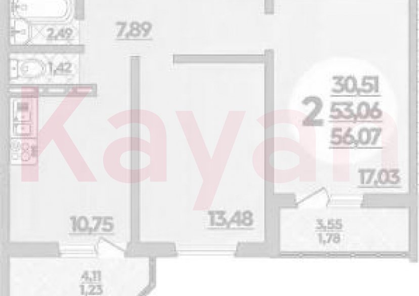 Продажа 2-комн. квартиры, 53.06 кв.м фото 0