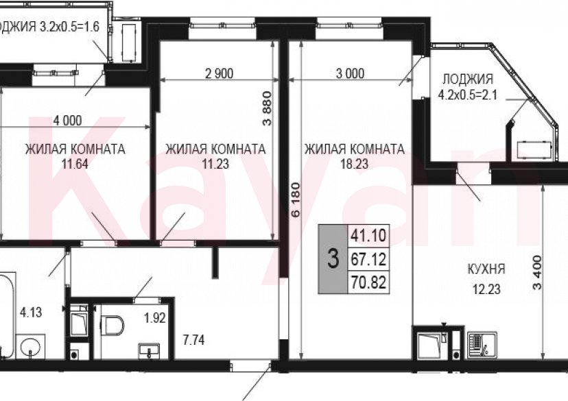 Продажа 3-комн. квартиры, 67.12 кв.м фото 0