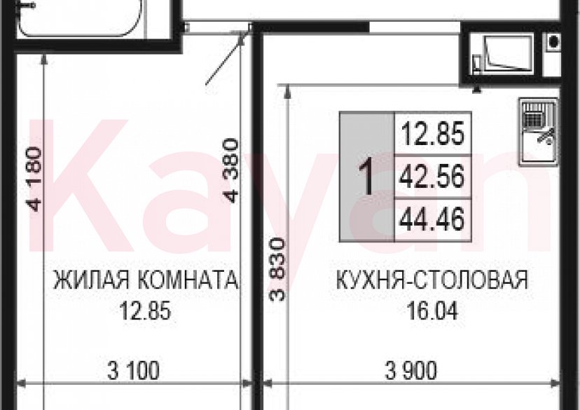 Продажа 2-комн. квартиры, 42.56 кв.м фото 0