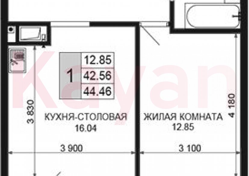 Продажа 1-комн. квартиры, 42.56 кв.м фото 0