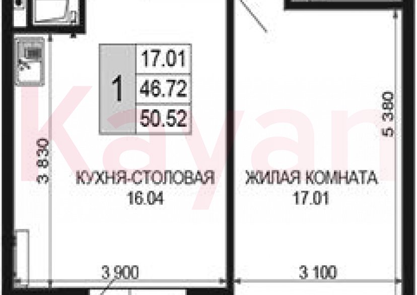 Продажа 1-комн. квартиры, 46.72 кв.м фото 0