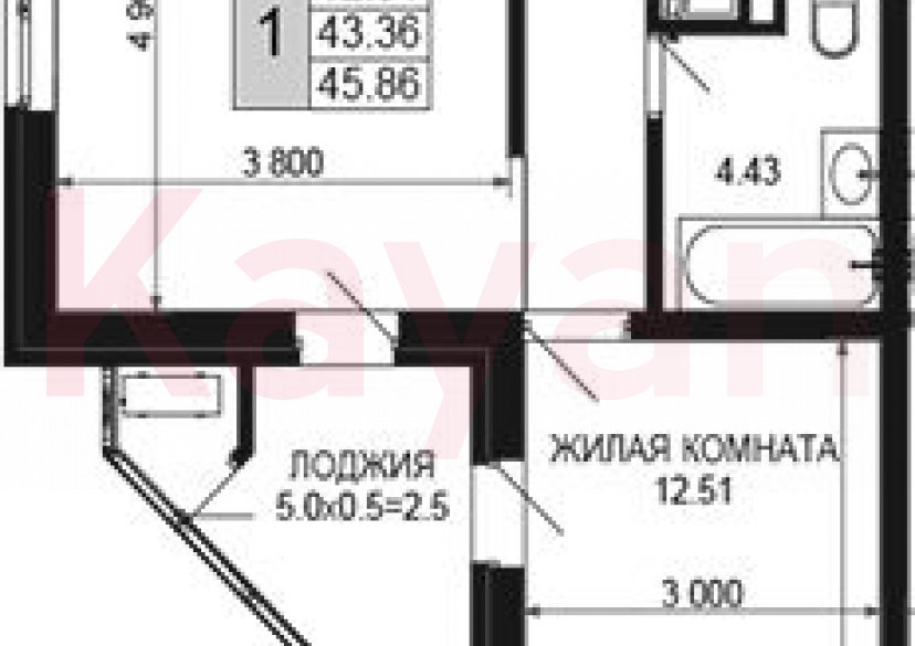 Продажа 1-комн. квартиры, 43.36 кв.м фото 0