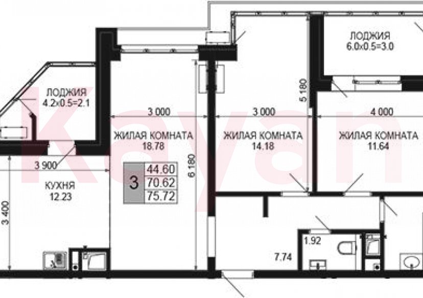 Продажа 3-комн. квартиры, 70.62 кв.м фото 0