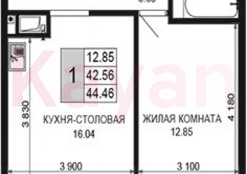 Продажа 1-комн. квартиры, 42.56 кв.м фото 0