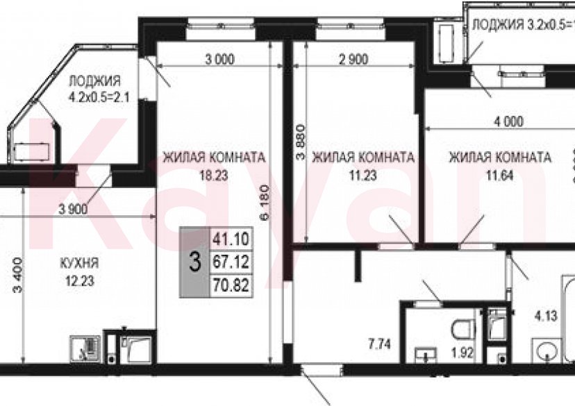 Продажа 3-комн. квартиры, 67.12 кв.м фото 0