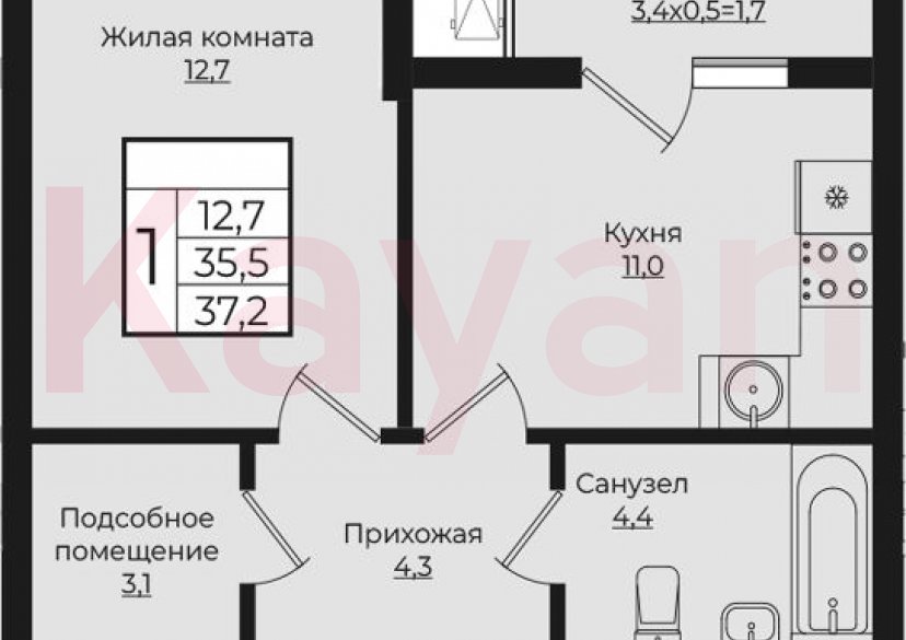 Продажа 1-комн. квартиры, 35.5 кв.м фото 0