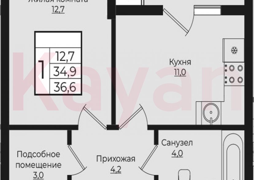 Продажа 1-комн. квартиры, 34.9 кв.м фото 0