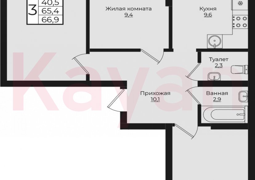 Продажа 3-комн. квартиры, 65.4 кв.м фото 0