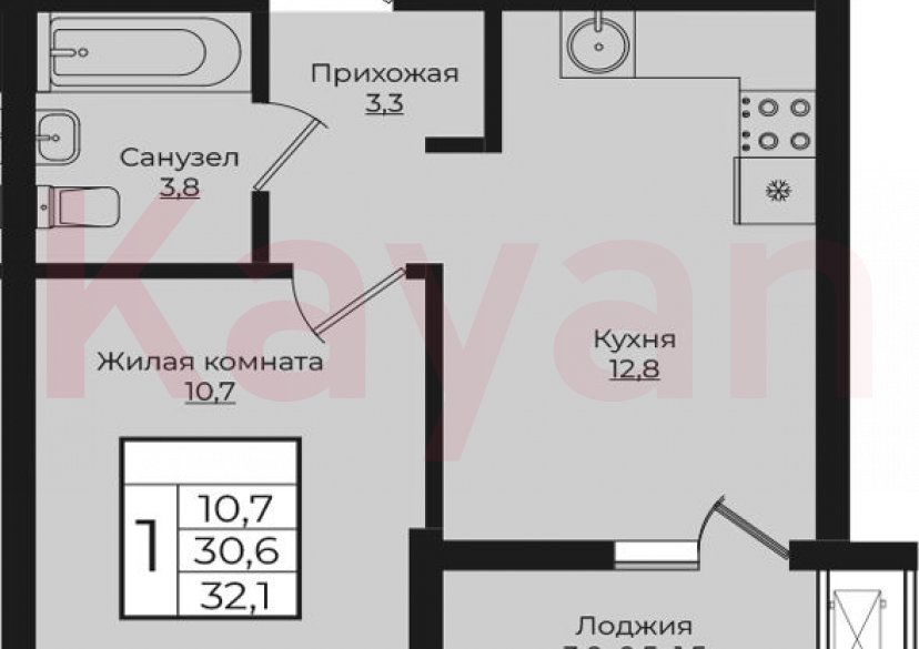 Продажа 1-комн. квартиры, 30.6 кв.м фото 0