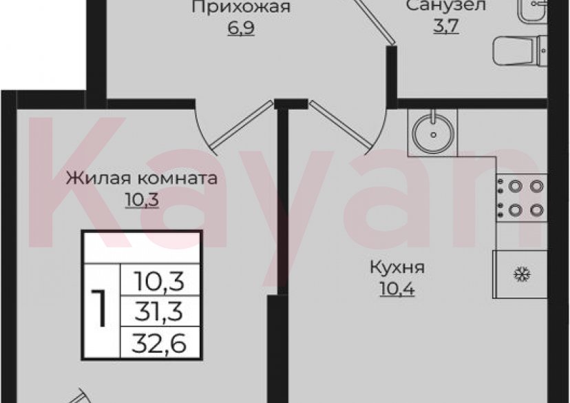 Продажа 1-комн. квартиры, 31.3 кв.м фото 0