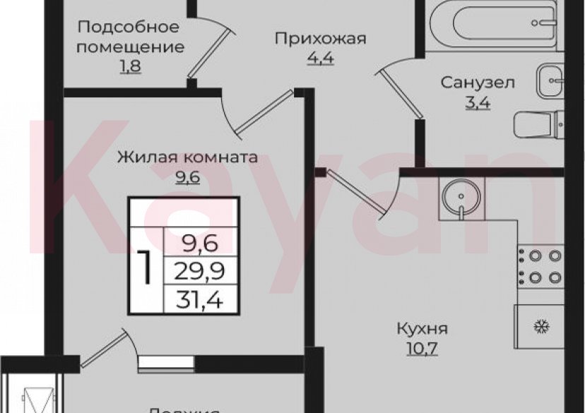 Продажа 1-комн. квартиры, 29.9 кв.м фото 0