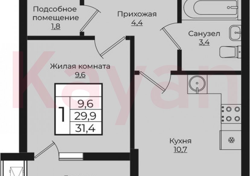 Продажа 1-комн. квартиры, 29.9 кв.м фото 0