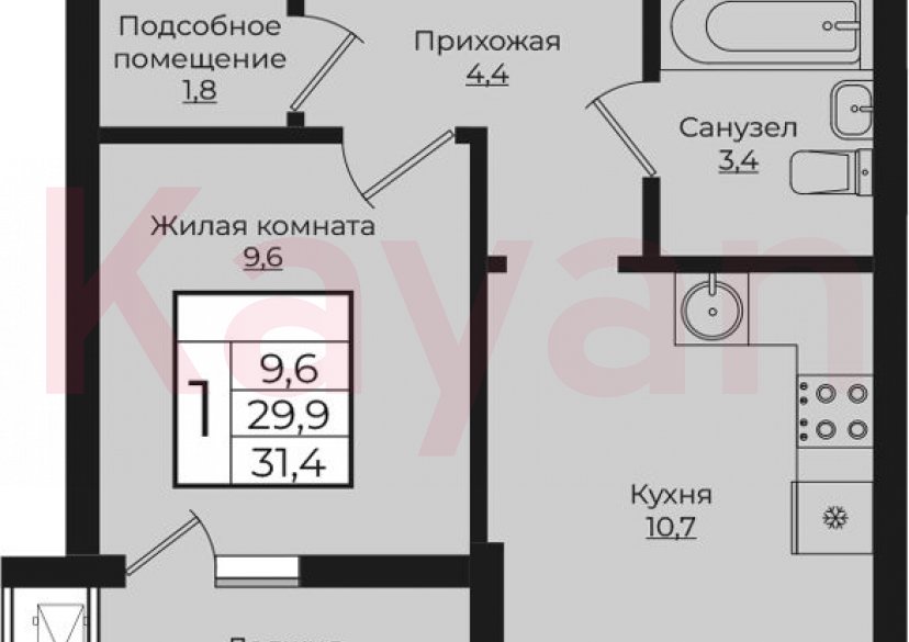 Продажа 1-комн. квартиры, 29.9 кв.м фото 0