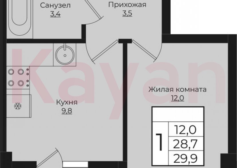 Продажа 1-комн. квартиры, 28.75 кв.м фото 0