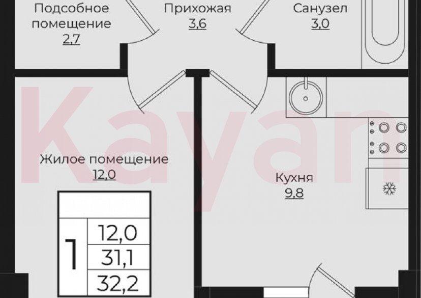 Продажа 1-комн. квартиры, 31.05 кв.м фото 0