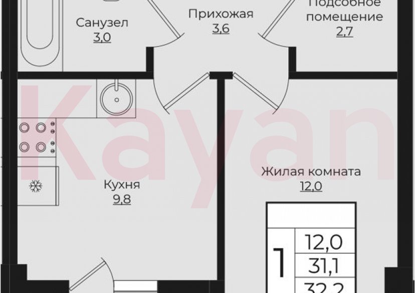 Продажа 1-комн. квартиры, 31.05 кв.м фото 0