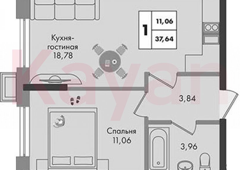 Продажа 1-комн. квартиры, 37.64 кв.м фото 0