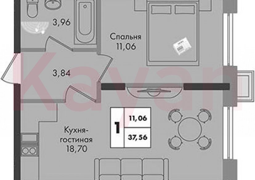 Продажа 1-комн. квартиры, 37.56 кв.м фото 0