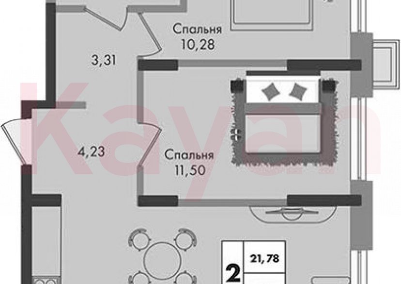 Продажа 2-комн. квартиры, 54.49 кв.м фото 0