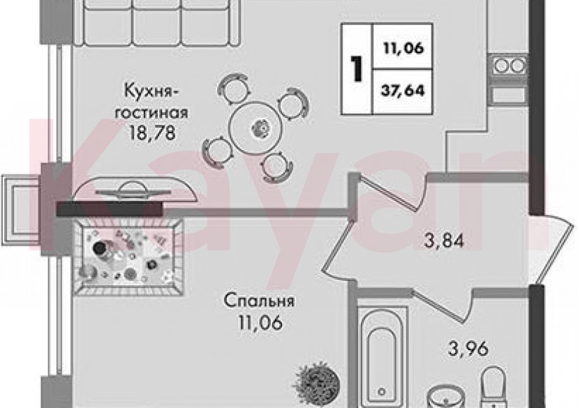 Продажа 1-комн. квартиры, 37.64 кв.м фото 0