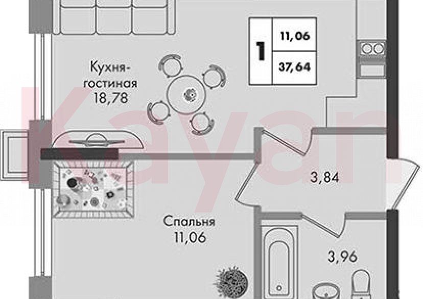 Продажа 1-комн. квартиры, 37.64 кв.м фото 0