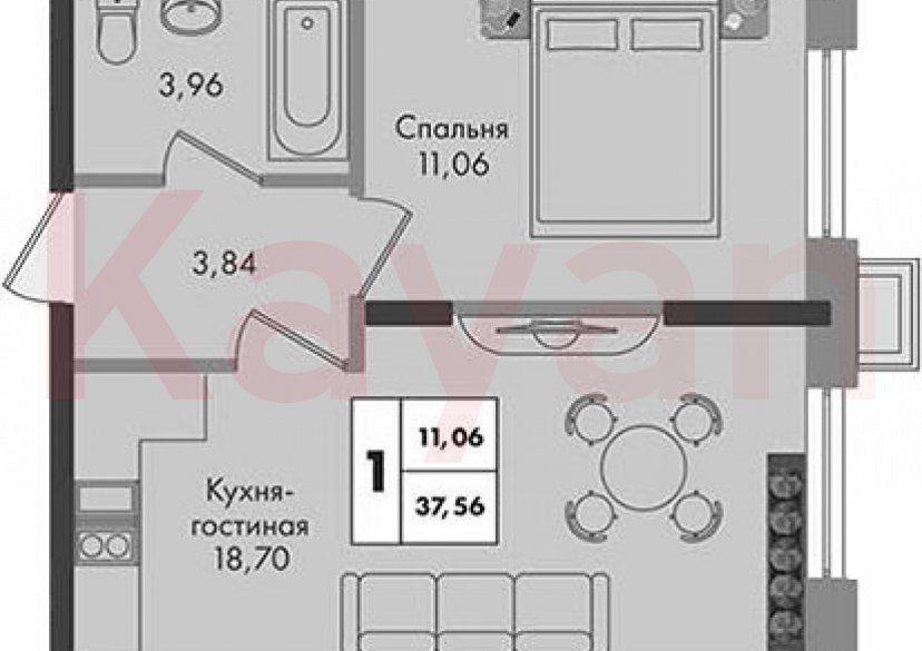 Продажа 1-комн. квартиры, 37.56 кв.м фото 0