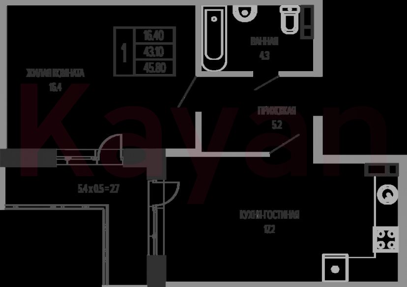 Продажа 2-комн. квартиры, 43.1 кв.м фото 0