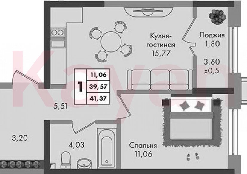 Продажа 1-комн. квартиры, 39.57 кв.м фото 0