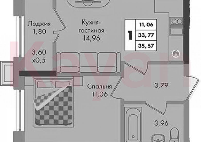 Продажа 1-комн. квартиры, 33.77 кв.м фото 0