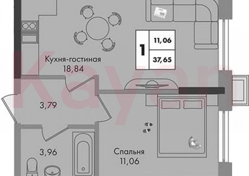 Продажа 1-комн. квартиры, 37.65 кв.м фото 0