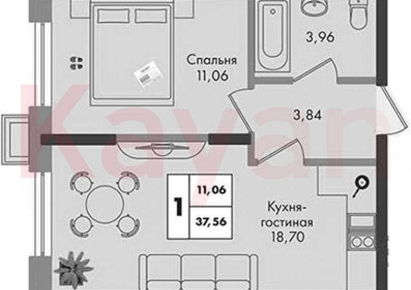 Продажа 1-комн. квартиры, 37.56 кв.м фото 0