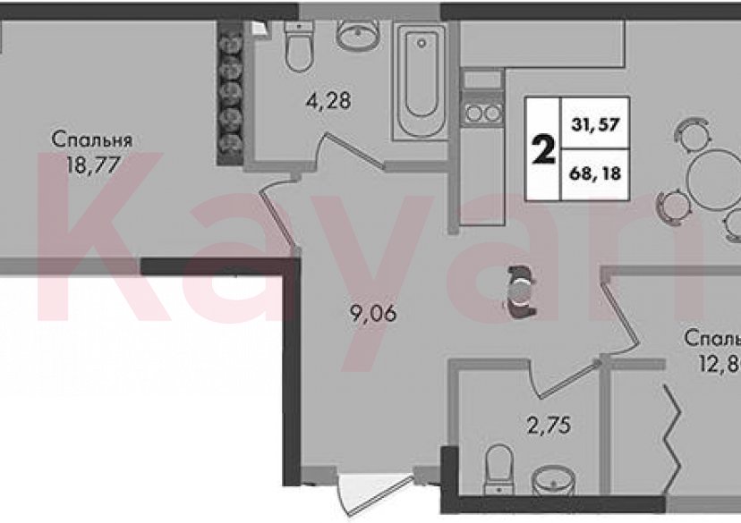 Продажа 2-комн. квартиры, 68.18 кв.м фото 0