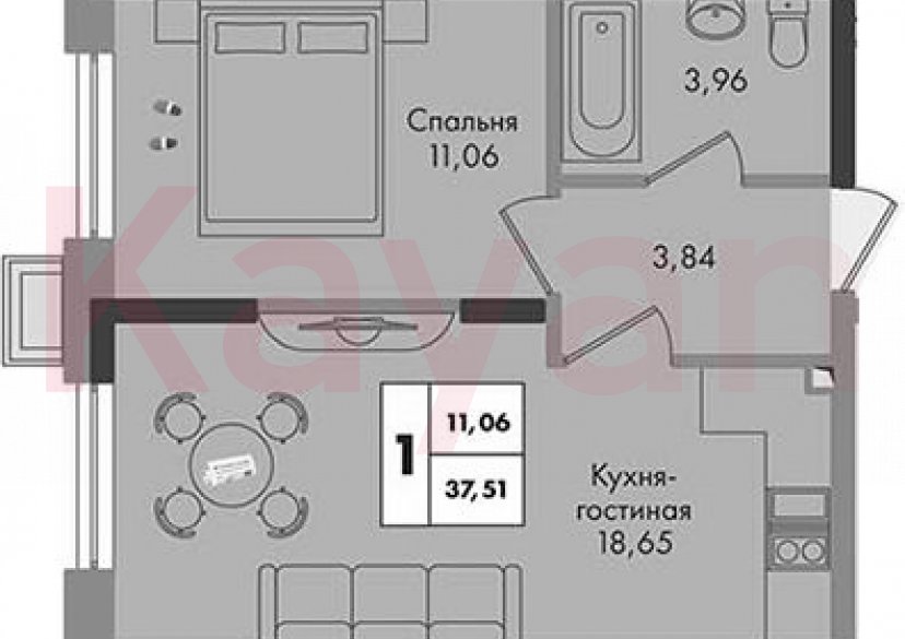 Продажа 1-комн. квартиры, 37.51 кв.м фото 0