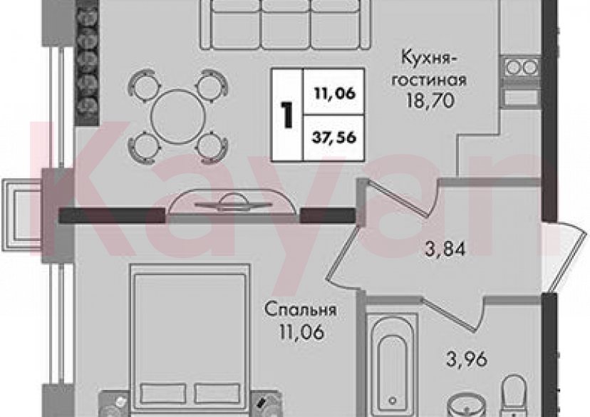 Продажа 1-комн. квартиры, 37.56 кв.м фото 0