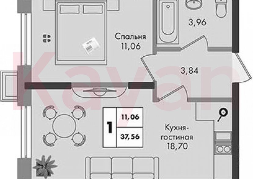 Продажа 1-комн. квартиры, 37.56 кв.м фото 0