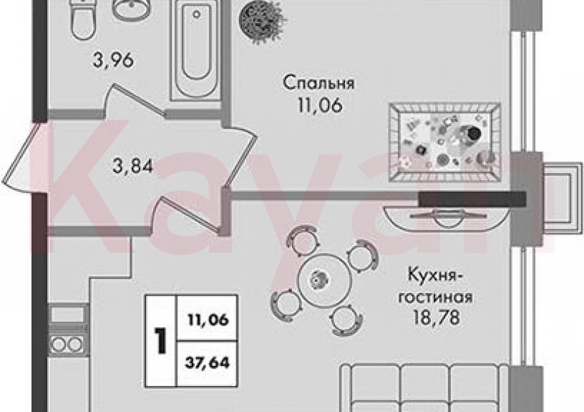 Продажа 1-комн. квартиры, 37.64 кв.м фото 0