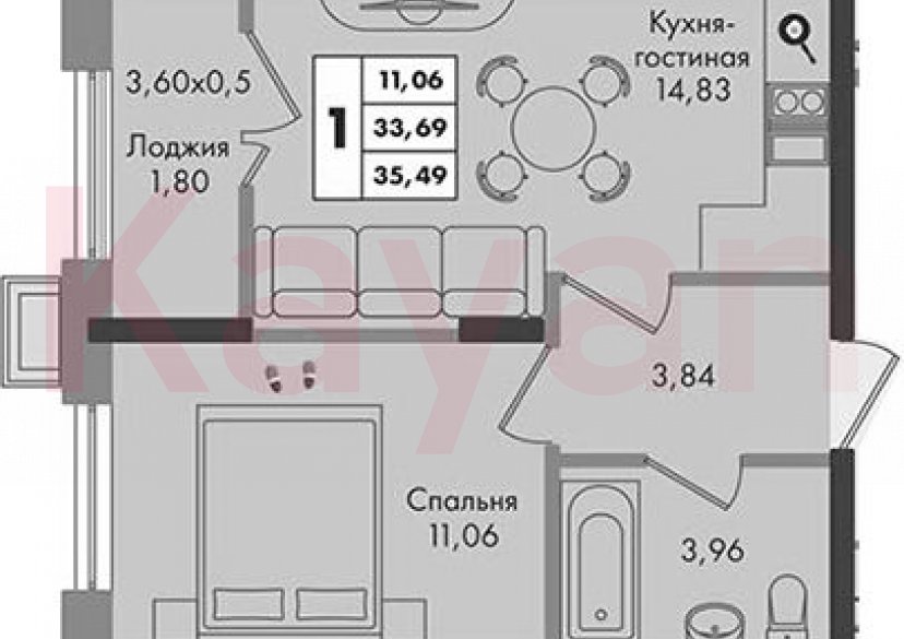 Продажа 1-комн. квартиры, 33.69 кв.м фото 0