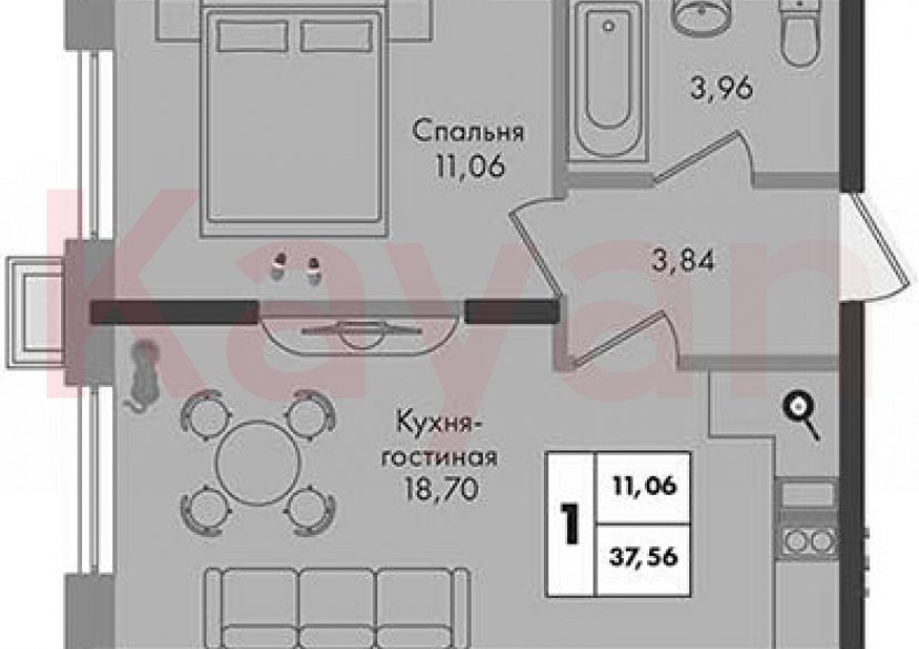 Продажа 1-комн. квартиры, 37.56 кв.м фото 0