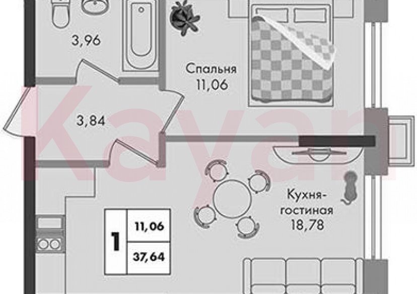 Продажа 1-комн. квартиры, 37.64 кв.м фото 0