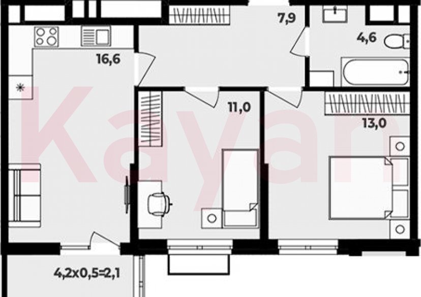 Продажа 3-комн. квартиры, 53.1 кв.м фото 0