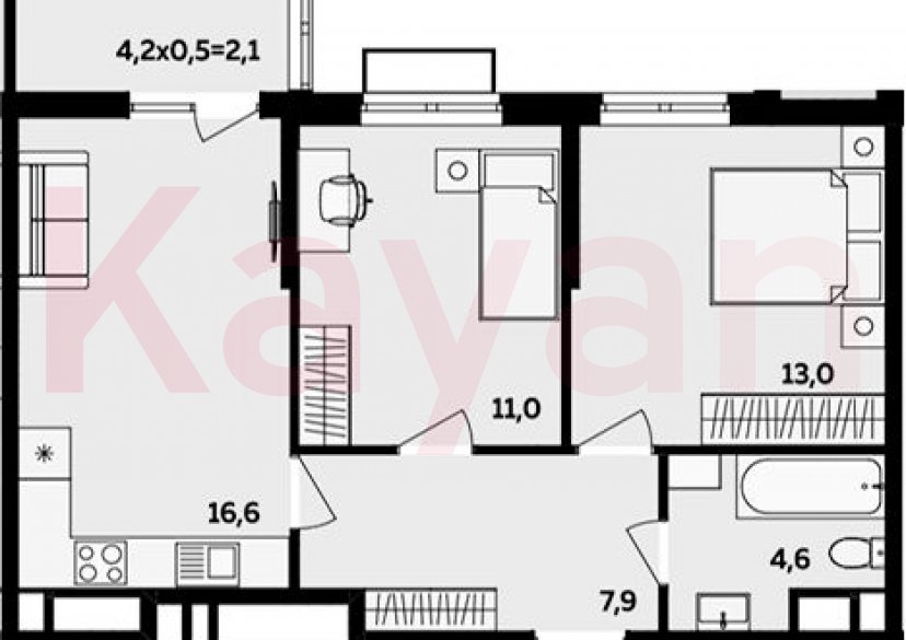 Продажа 3-комн. квартиры, 53.1 кв.м фото 0