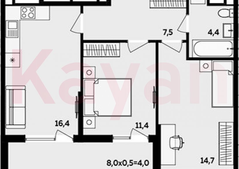 Продажа 3-комн. квартиры, 54.4 кв.м фото 0