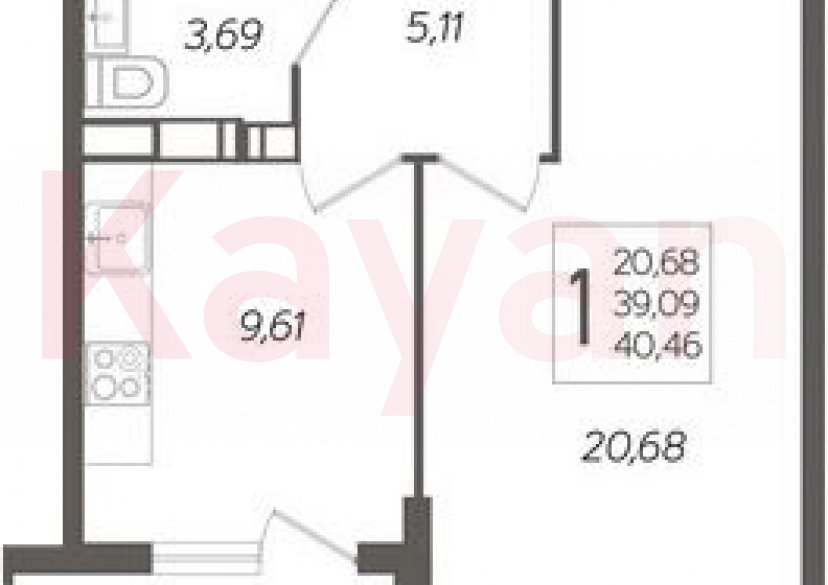 Продажа 1-комн. квартиры, 39.09 кв.м фото 0