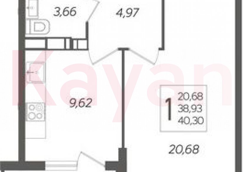 Продажа 1-комн. квартиры, 38.93 кв.м фото 0