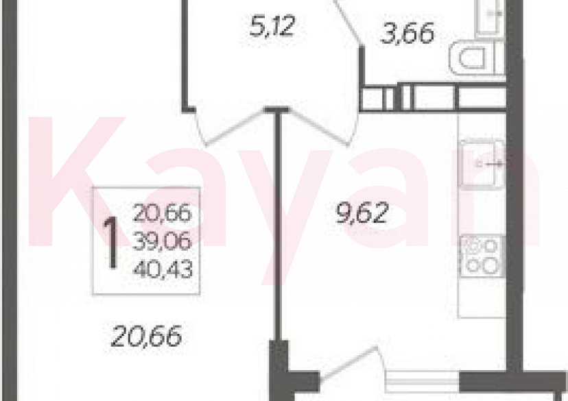 Продажа 1-комн. квартиры, 39.06 кв.м фото 0