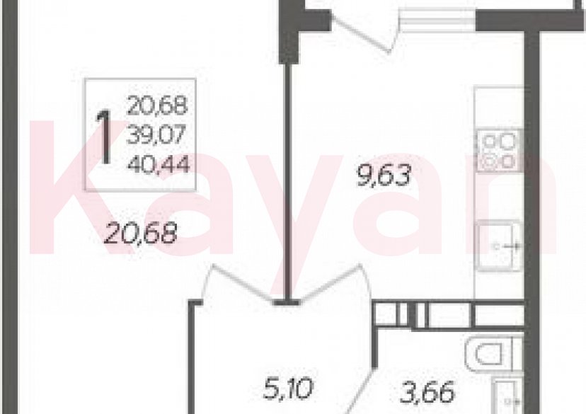 Продажа 1-комн. квартиры, 39.07 кв.м фото 0