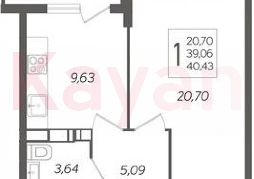 Продажа 1-комн. квартиры, 39.06 кв.м фото 0