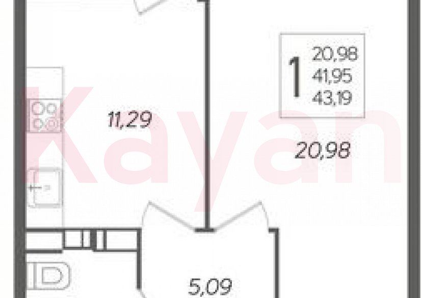 Продажа 1-комн. квартиры, 42.05 кв.м фото 0