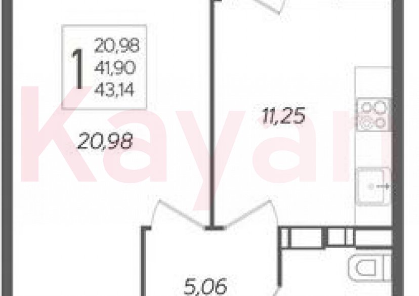 Продажа 1-комн. квартиры, 42 кв.м фото 0