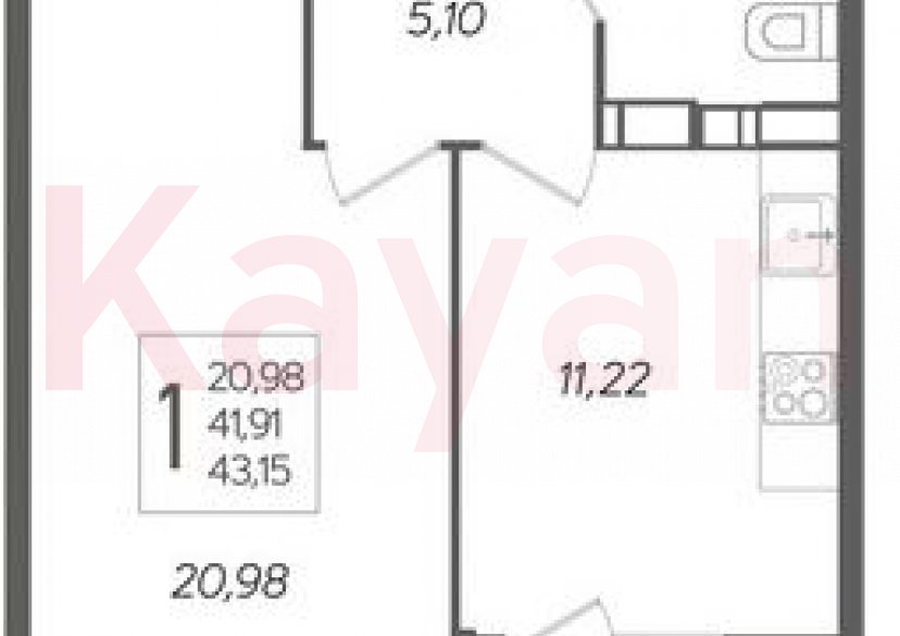 Продажа 1-комн. квартиры, 42.01 кв.м фото 0